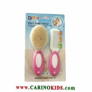 ست بهداشتی برس و شانه نوزاد گیاهی مدل SH32 رنگ صورتی