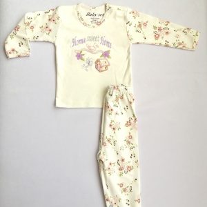 لباس نوزادی گلدار بیبی ست 100% نخی سایز 6 تا 9 ماه